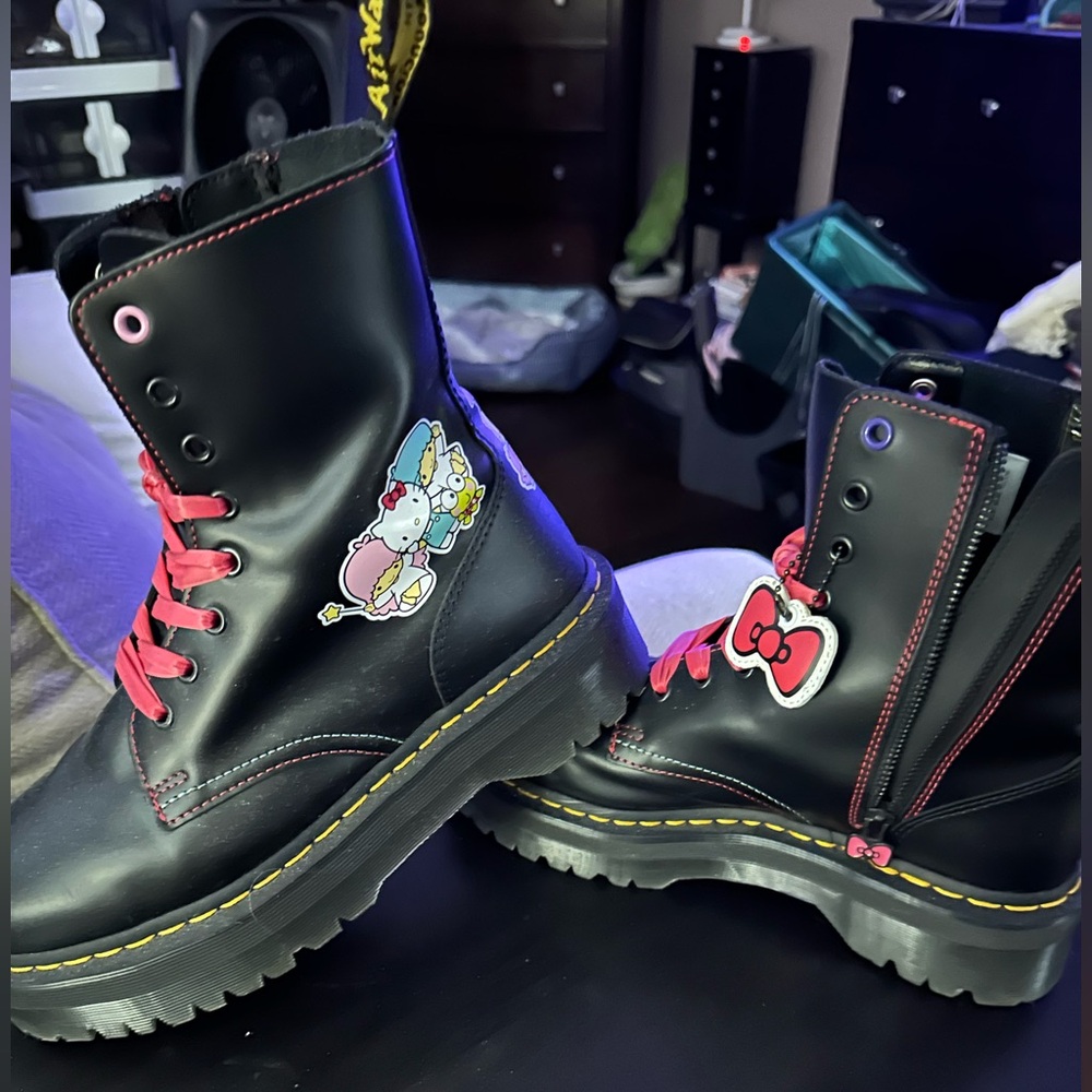 Hello Kitty Black Boots with Red Laces